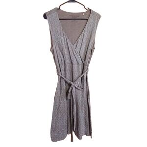 Toad and Co. XL Taupe and Blue Dot Patterned Wrap Dress